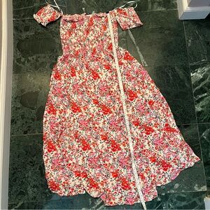 Lulus midi floral dress off the shoulder